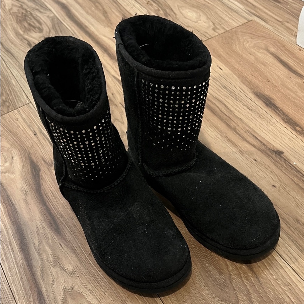 UGG Black Winter Boots with Rhinestone Accents
